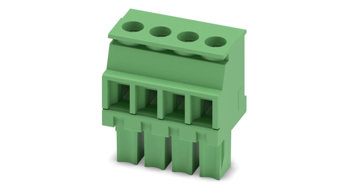 Phoenix Contact, 3.81mm Pitch, MCVW 1.5/ 4-ST-3.81, 4 Way, , Pluggable Terminal Block, Plug, Cable Mount, Screw