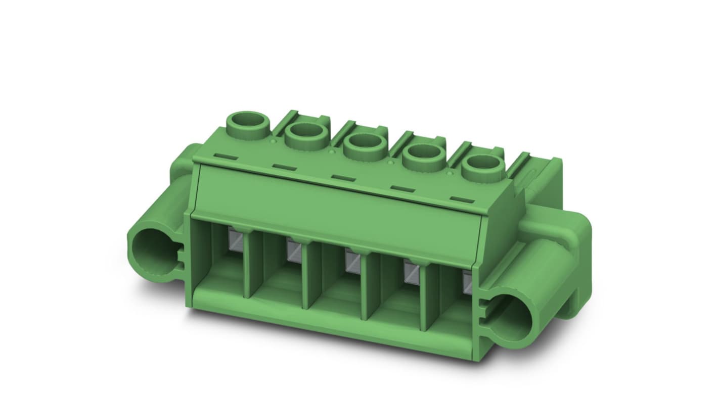 Phoenix Contact, 7.62mm Pitch, PC 5/ 2-STF1-7.62, 2 Way, , Pluggable Terminal Block, Plug-In, Screw Termination, 1777833