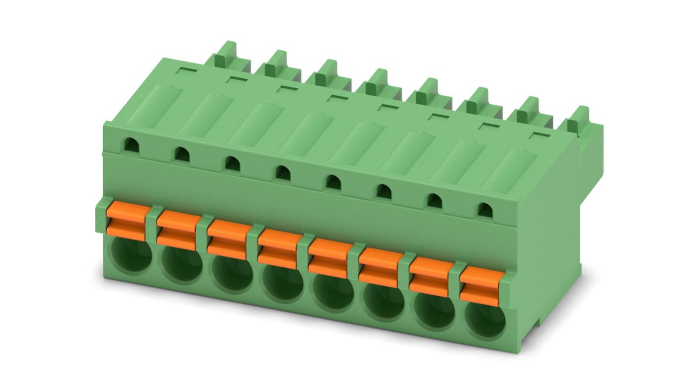 Phoenix Contact, 3.81mm Pitch, FK-MCP 1.5/ 8-ST-3.81, 8 Way, , Pluggable Terminal Block, Plug, Cable Mount, Spring Cage