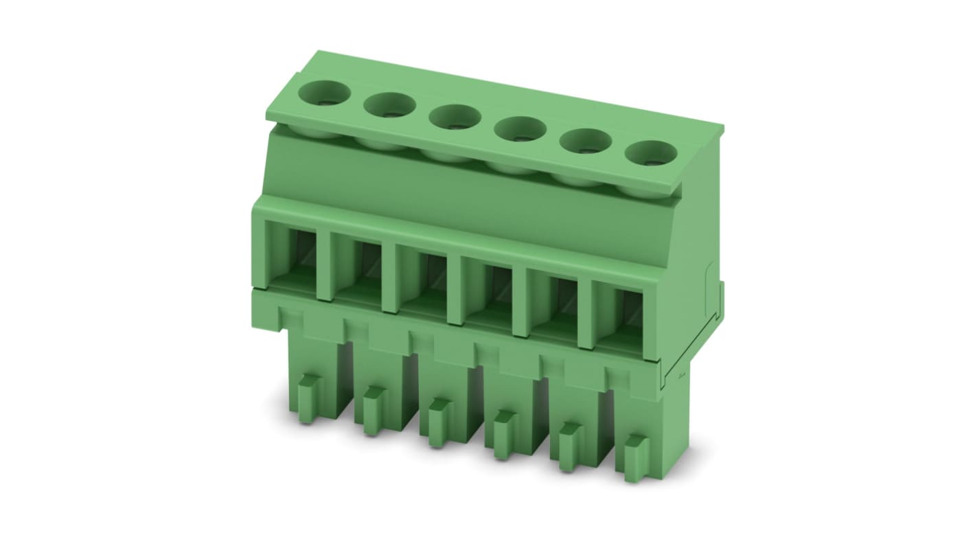 Phoenix Contact, 3.81mm Pitch, MCVR 1.5/ 6-ST-3.81, 6 Way, , Pluggable Terminal Block, Plug, Cable Mount, Screw