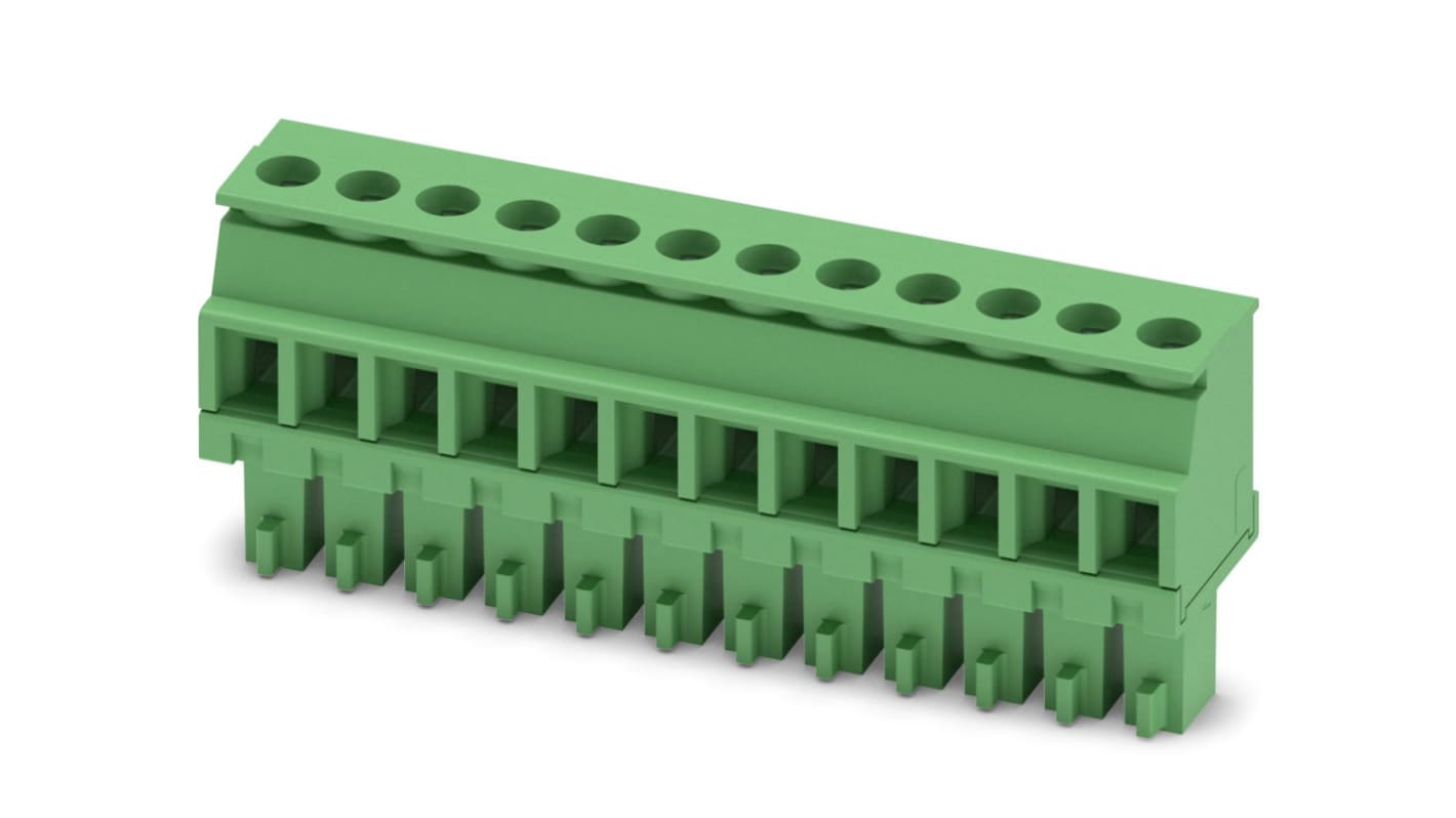 Phoenix Contact, 3.81mm Pitch, MCVR 1.5/12-ST-3.81, 12 Way, , Pluggable Terminal Block, Plug, Cable Mount, Screw