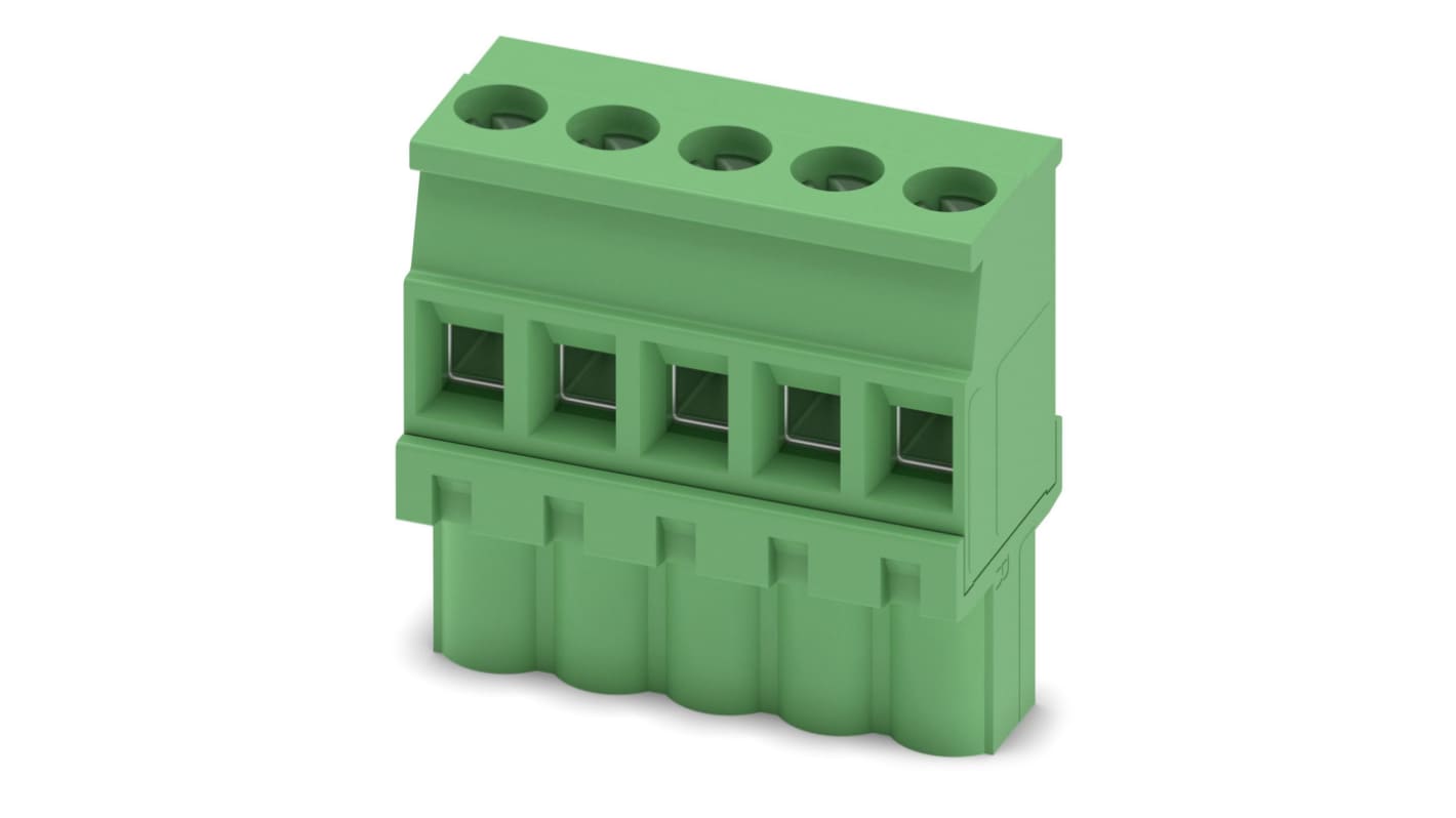 Phoenix Contact, 5.08mm Pitch, MVSTBW 2.5/ 5-ST-5.08, 5 Way, , Pluggable Terminal Block, Plug, Cable Mount, Screw
