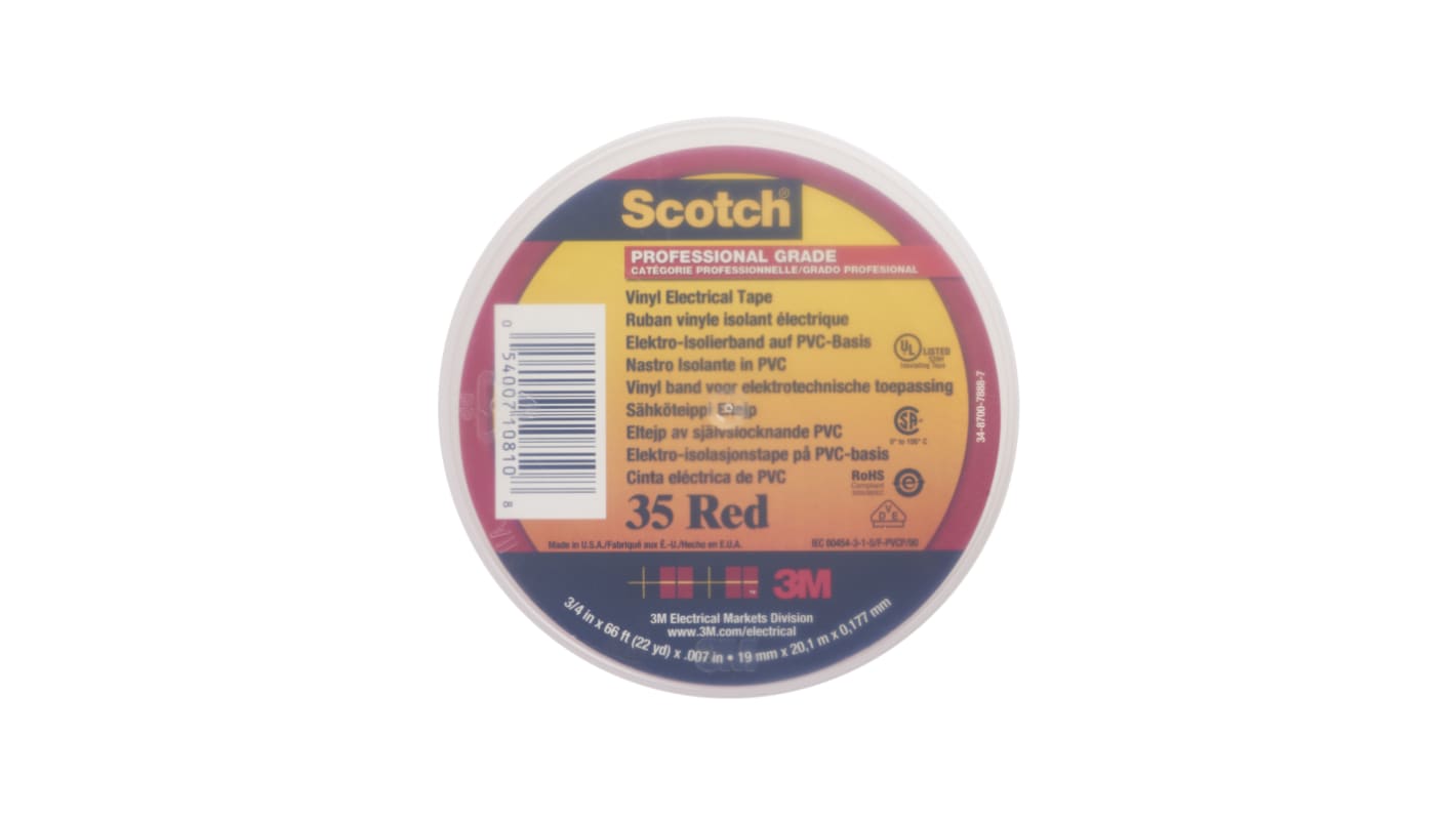 3M Scotch 35 Red PVC Electrical Tape, 19mm x 20m