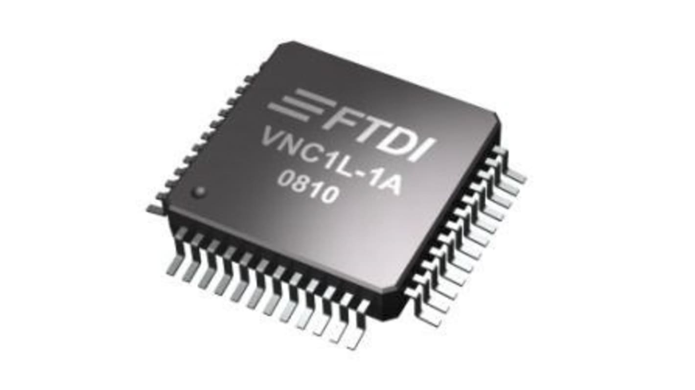 FTDI Chip VNC1L-1A, USB Controller, 2-Channel, 12Mbps, USB 1.1, USB 2.0, 3.3 V, 48-Pin LQFP