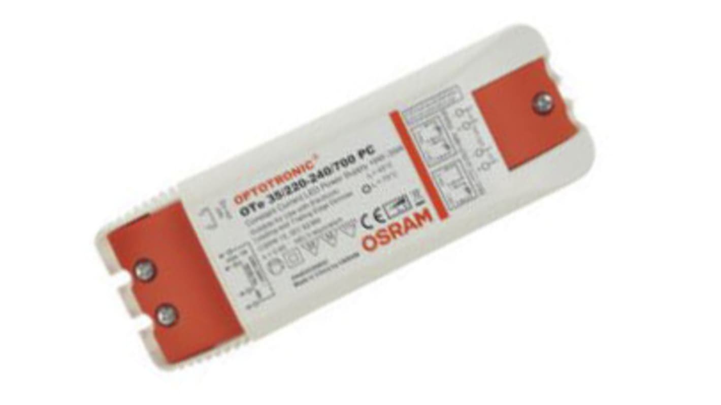 Driver LED corriente constante Osram de salidas, IN: 195 → 264 V ac, OUT: 27 → 50V, 700mA, 35W,