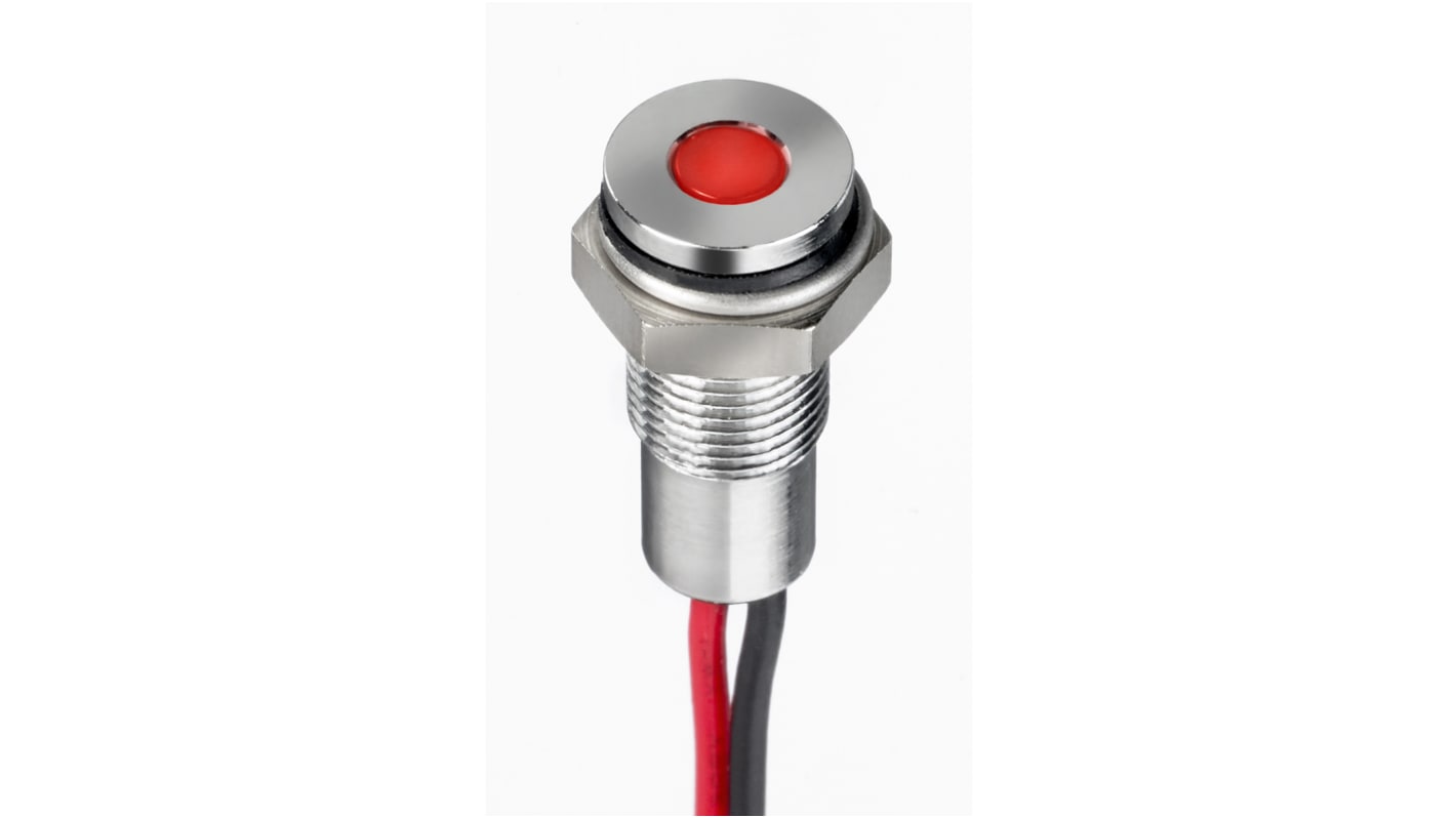 RS PRO LED Schalttafel-Anzeigelampe Rot 1.8 → 3.3V dc, Montage-Ø 6mm, Leiter