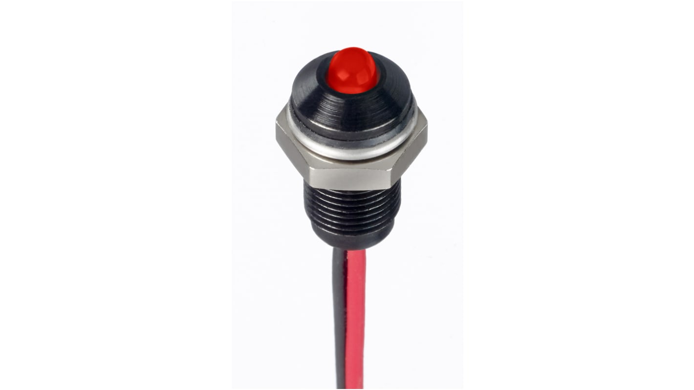 Indicatore da pannello RS PRO Rosso  a LED, 1.8 → 3.3V cc, IP67, Sporgente, foro da 6mm