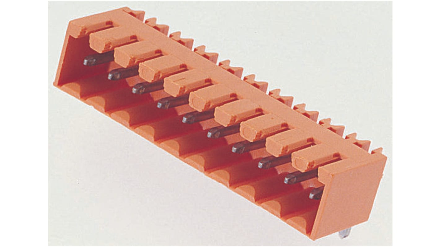 Weidmuller 3.5mm Pitch 12 Way Right Angle Pluggable Terminal Block, Header, Through Hole, Solder Termination