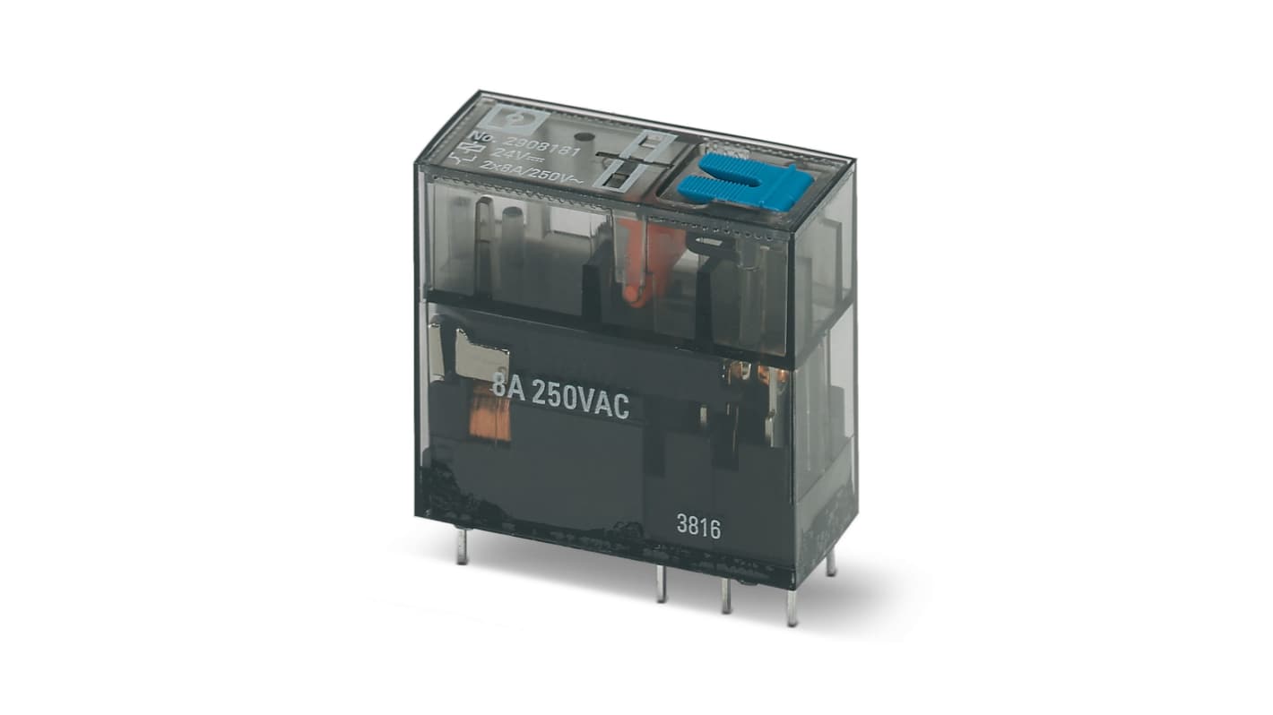 Relé de potencia sin enclavamiento Phoenix Contact REL-MR-BL-24DC/21-21/MS de 2 polos, DPDT, bobina 24V dc, 8A