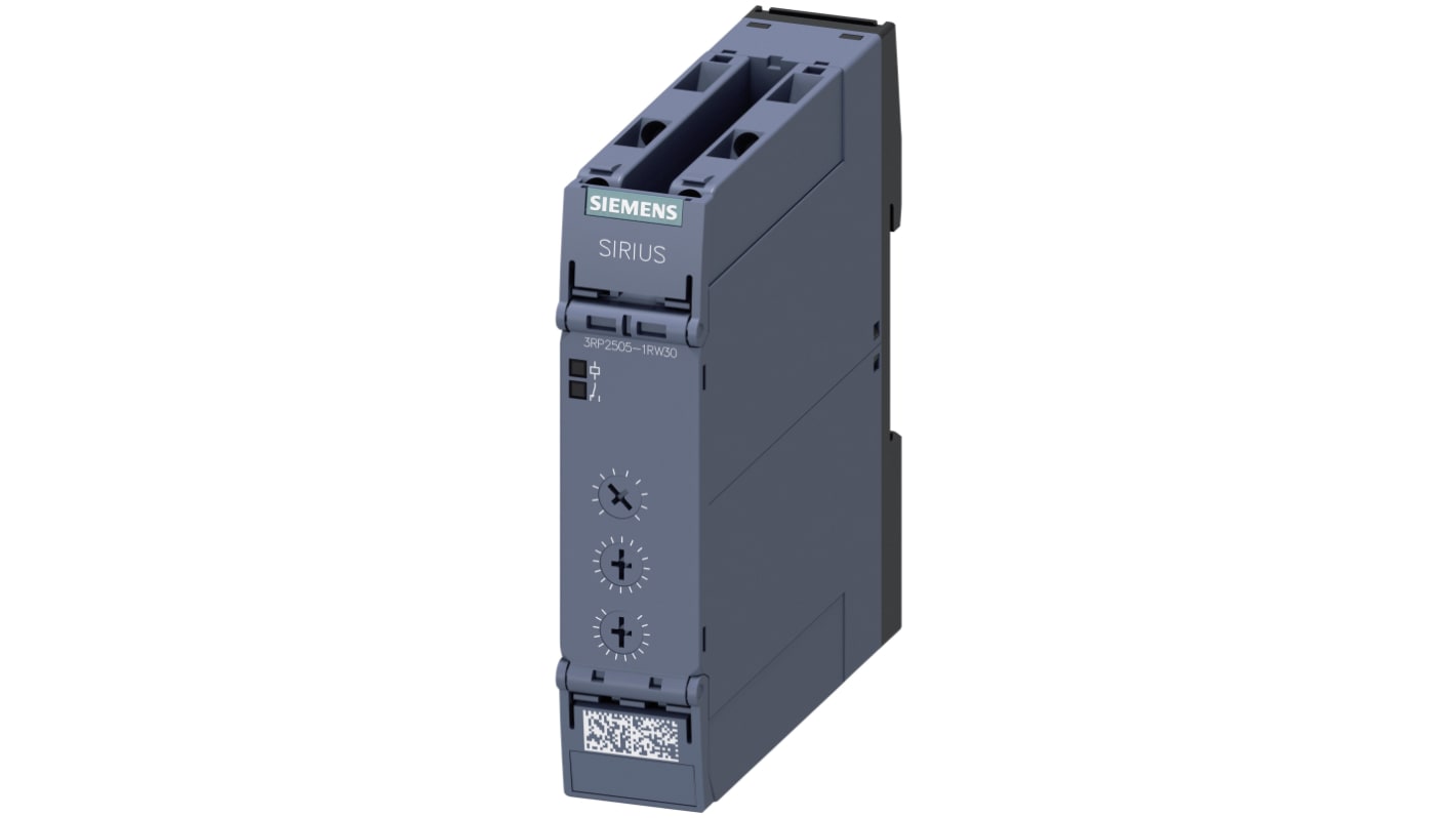 Siemens 3RP25 Series DIN Rail Mount Timer Relay, 240V ac/dc, 2-Contact, 0.05 → 100h, DPDT