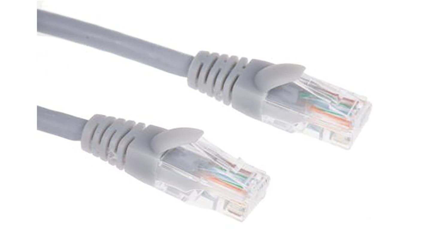 Cable Ethernet Cat5 U/UTP RS PRO de color Gris, long. 250mm, funda de LSZH, Libre de halógenos y bajo nivel de humo