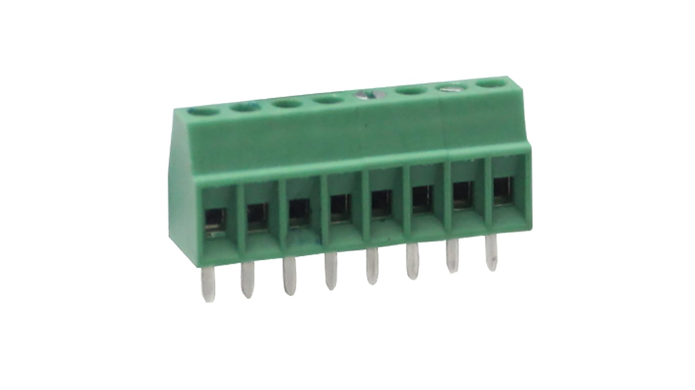 RS PRO PCB Terminal Block, 8-Contact, 2.54mm Pitch, Through Hole Mount, 1-Row, Screw Termination