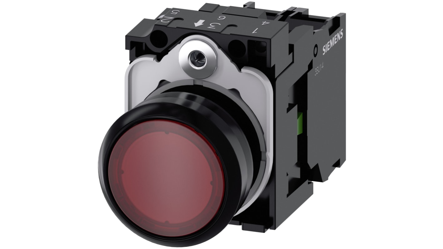 Siemens SIRIUS ACT 3SU11 Series Illuminated Push Button Complete Unit, Panel Mount, 22mm Cutout, SPST