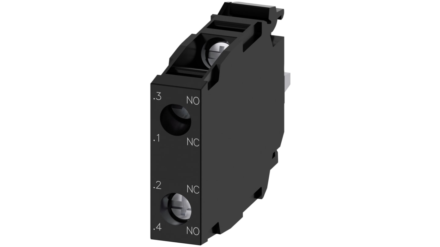 Blocco contatti e segnalazione Siemens, 1 NO + 1 NC, 500V ca/cc, terminali a A vite