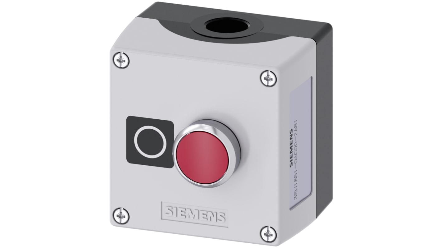Siemens Enclosed Push Button - SPST, Metal, Red, O, IP66, IP67, IP69