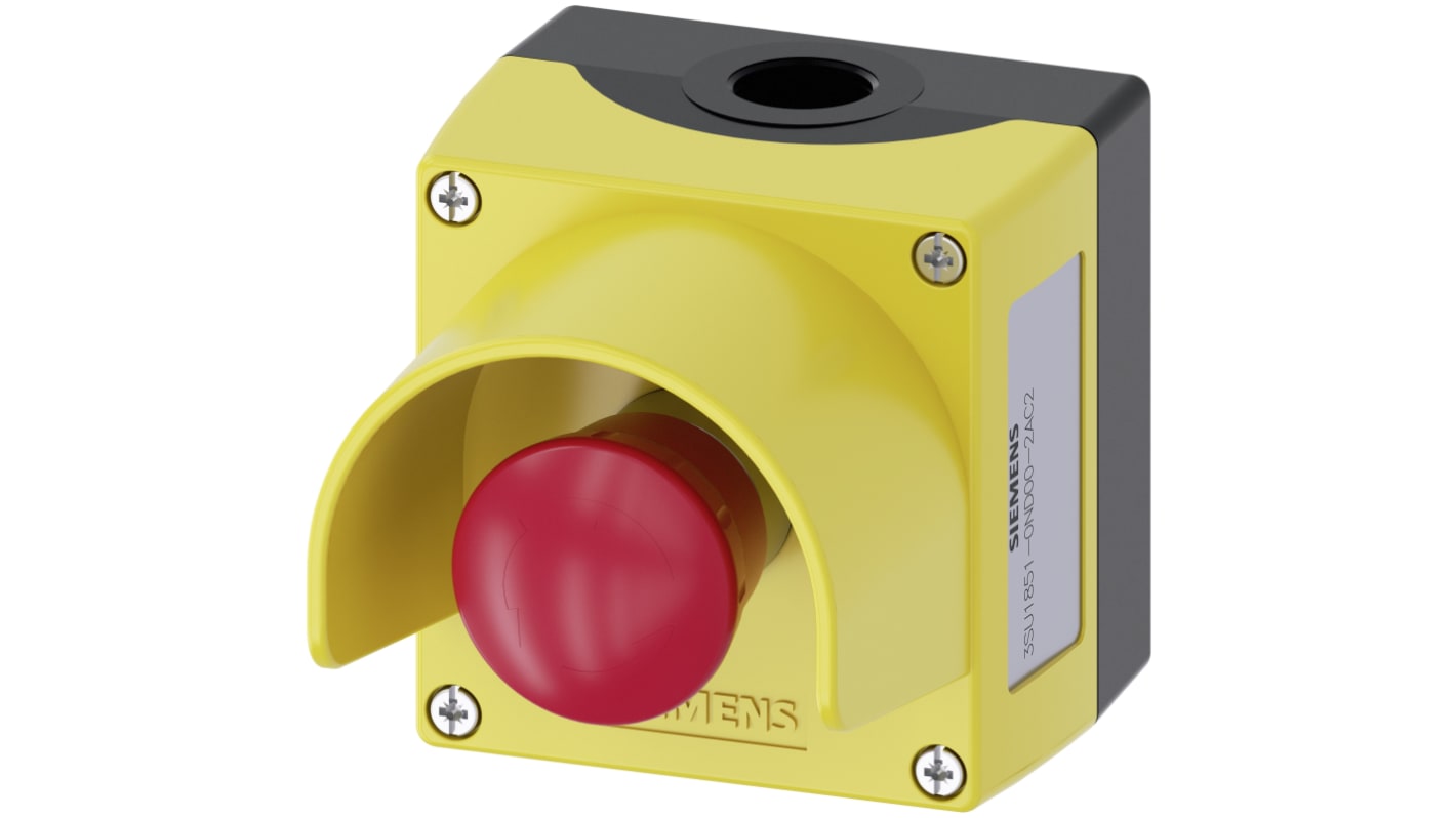 Siemens SIRIUS ACT 3SU18 Series Twist Release Emergency Stop Push Button, Panel Mount, 22mm Cutout, 1NO + 2NC, IP66,