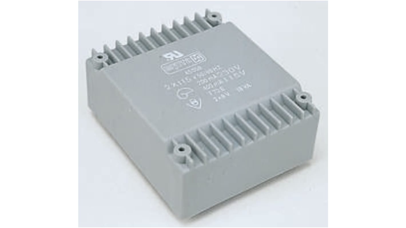 Trasformatore per PCB Myrra, 24VA, primario 230V ca, secondario 24V ca, 2 uscite