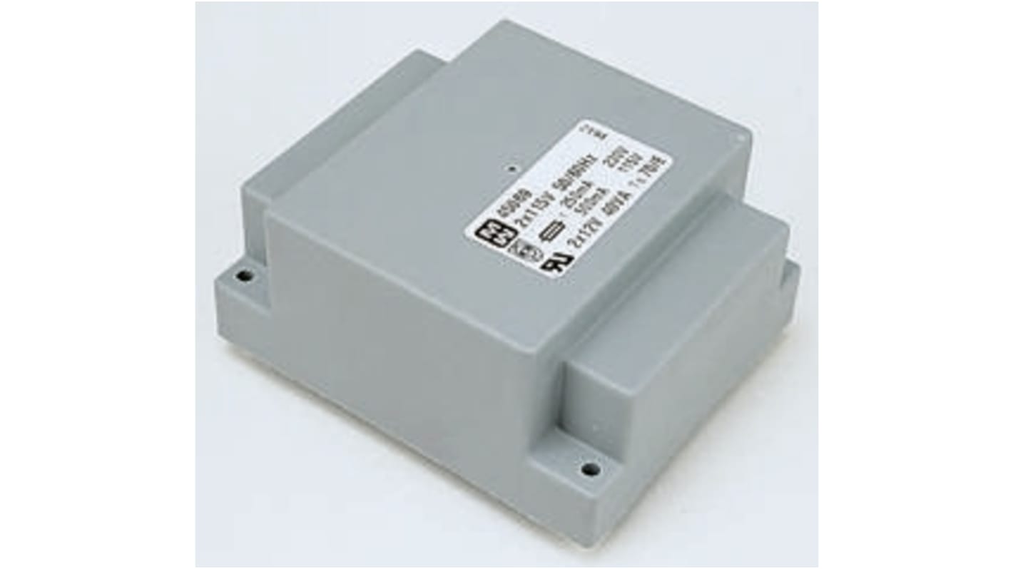 Trasformatore per PCB Myrra, 60VA, primario 230V ca, secondario 24V ca, 2 uscite