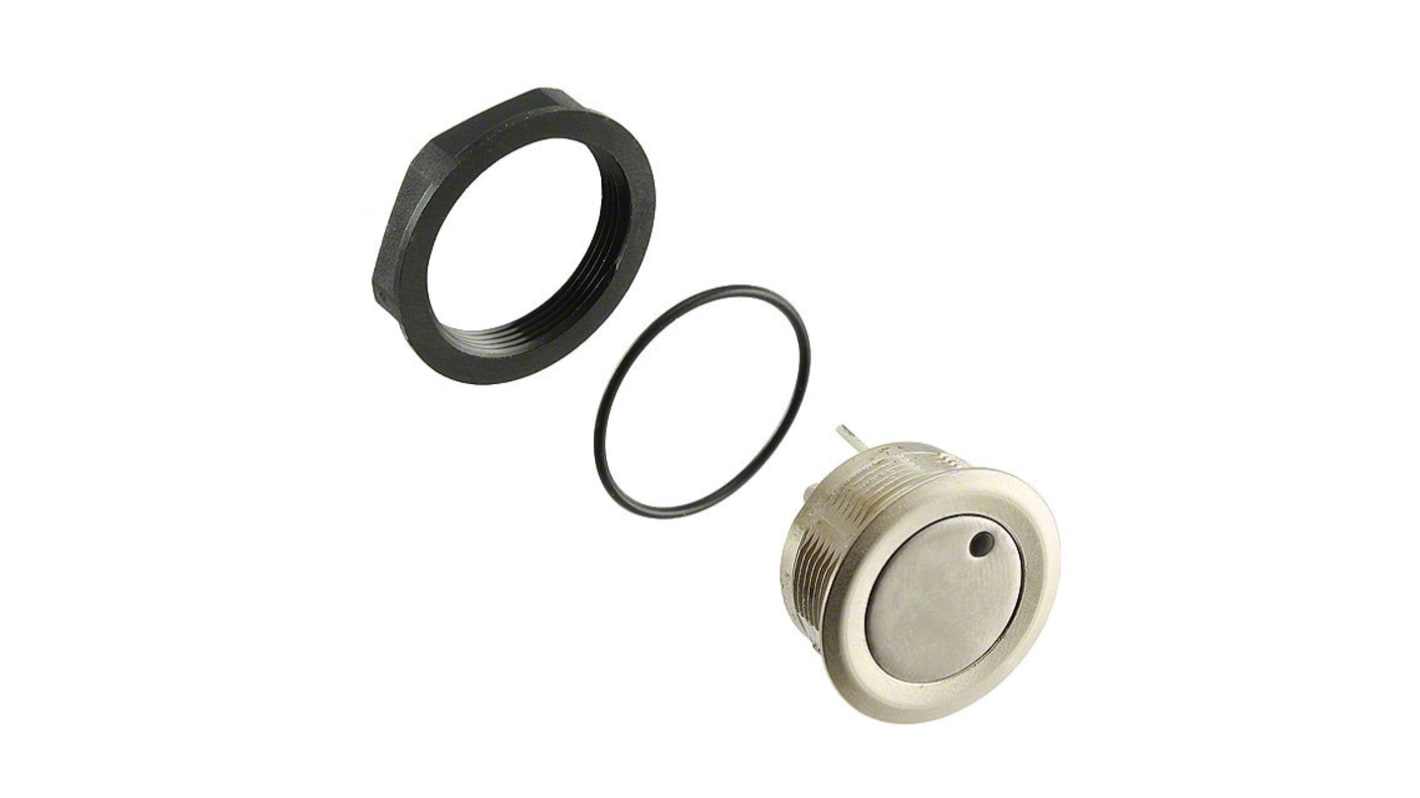 Schurter MCS 19 Series Illuminated Push Button Switch, Momentary, Panel Mount, 22.2mm Cutout, SPST, Green LED, 48V dc