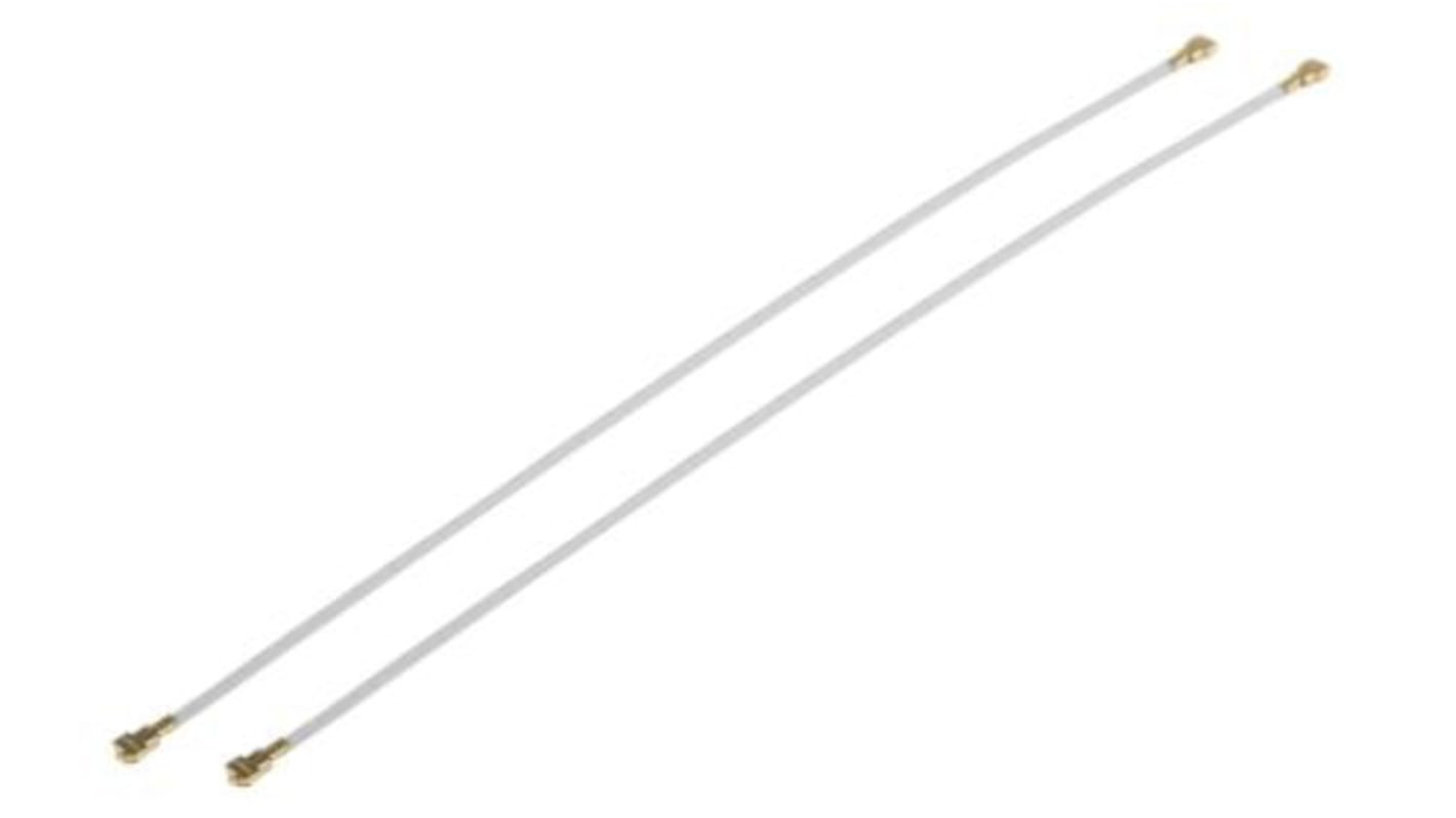 Hirose SMT同轴电缆, 100mm长, 50 Ω, 0.81mm外径, X.FL公插转X.FL公插, 灰色, X.FL系列