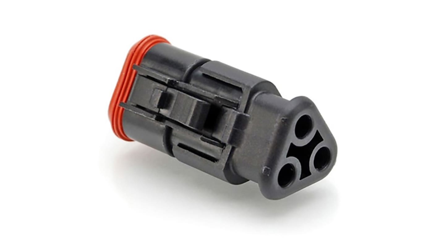 Amphenol Industrial, AT Automotive Connector Plug Black Cable Mount 3 Way, Crimp Termination AT06-3S-SR01BLK