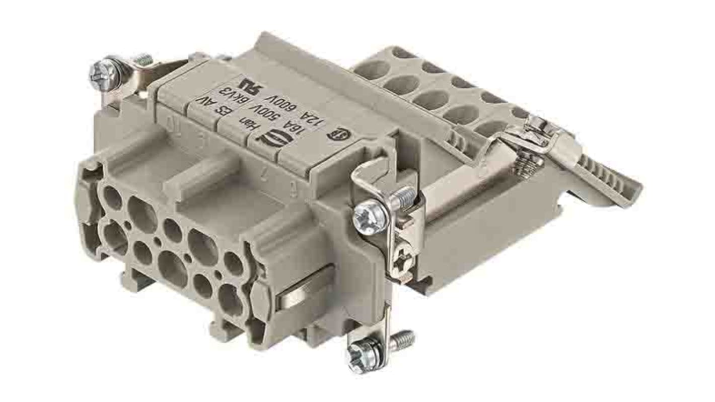 HARTING Heavy Duty Power Connector Insert, 16A, Female, Han ES AV Series, 10 Contacts