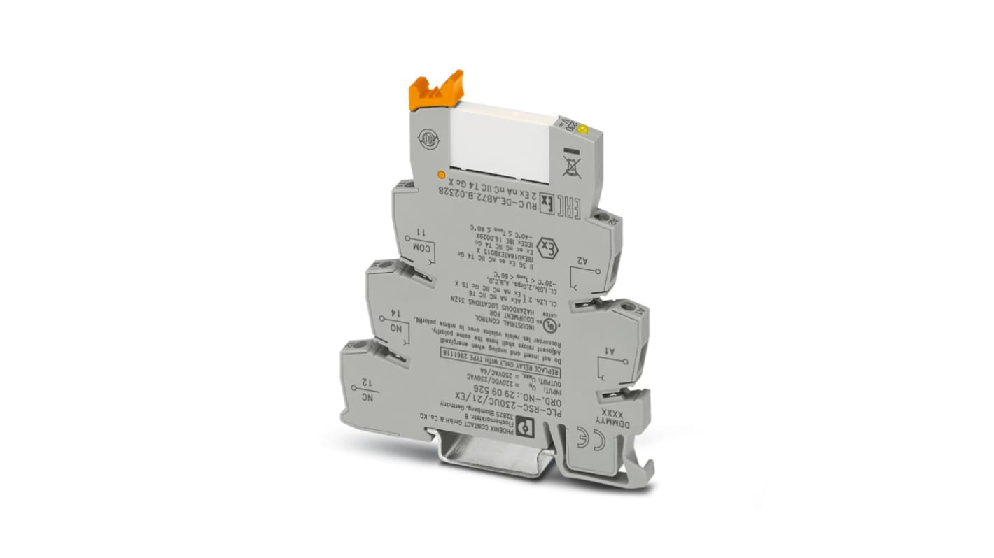 Phoenix Contact Interface Relay, DIN Rail Mount, 220 V dc, 230V ac Coil, SPDT, 1-Pole