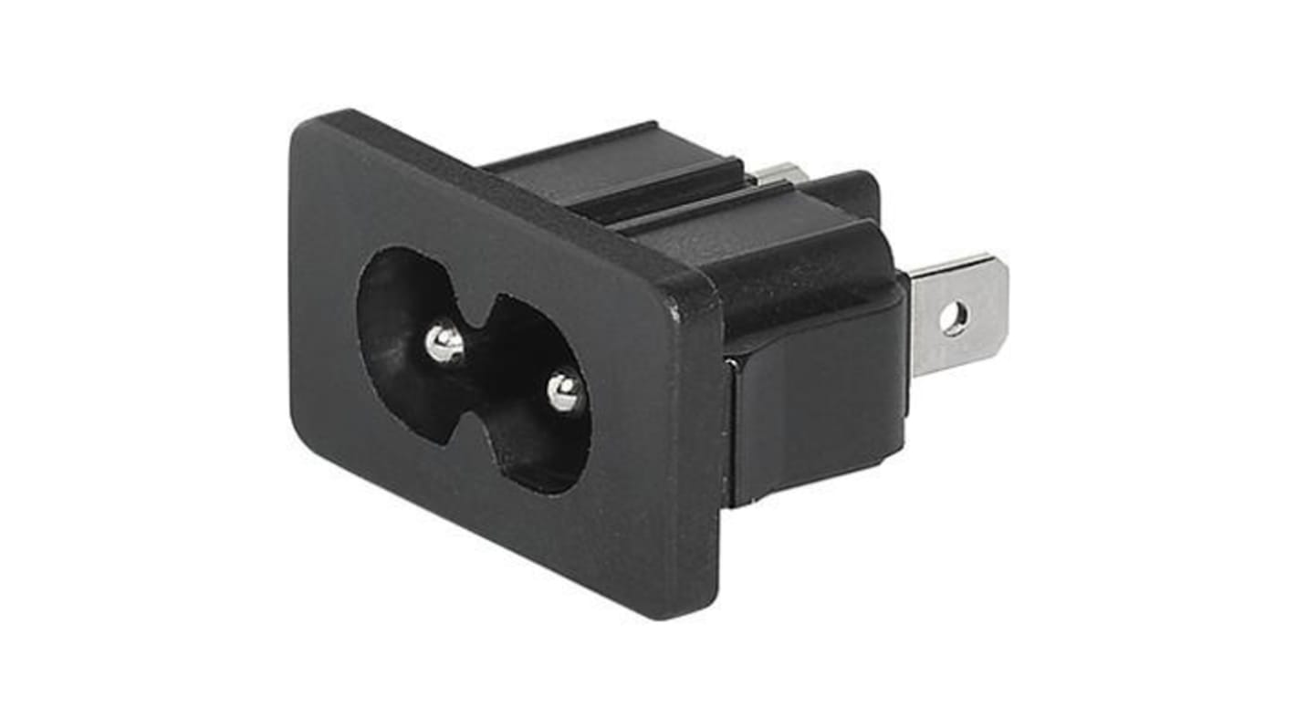 Conector IEC C8 macho Schurter, Encaje a Presión, 250 V, 2.5A