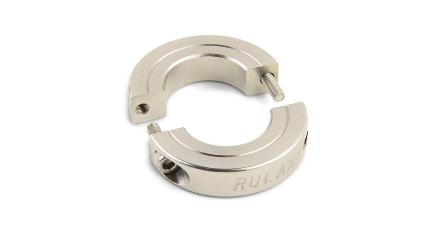 Ruland Shaft Collar, Two Piece, Clamp Screw, Bore 12mm, OD 30mm, W 8mm, Stainless Steel