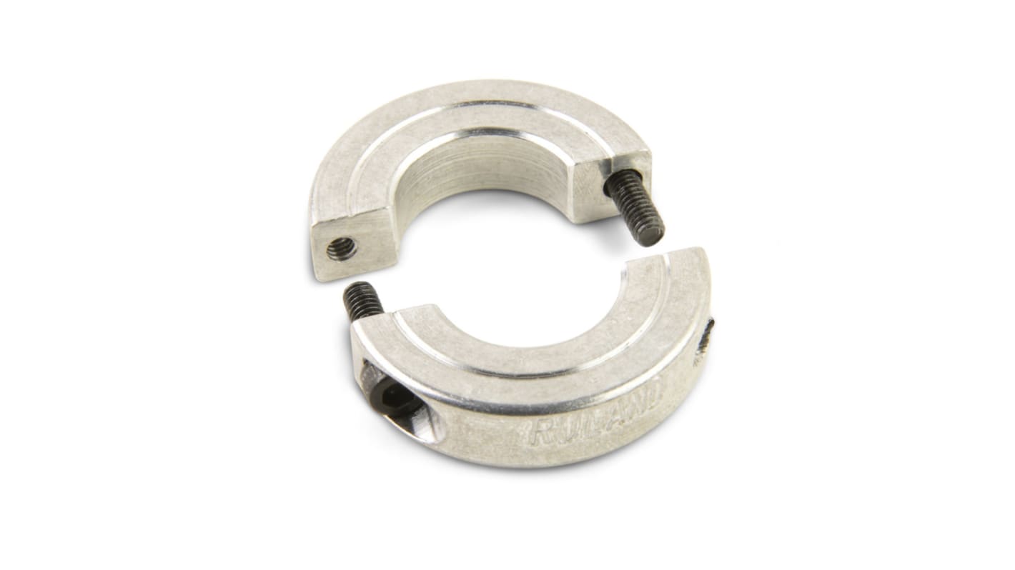 Ruland Shaft Collar, Two Piece, Clamp Screw, Bore 20mm, OD 45mm, W 10mm, Aluminium
