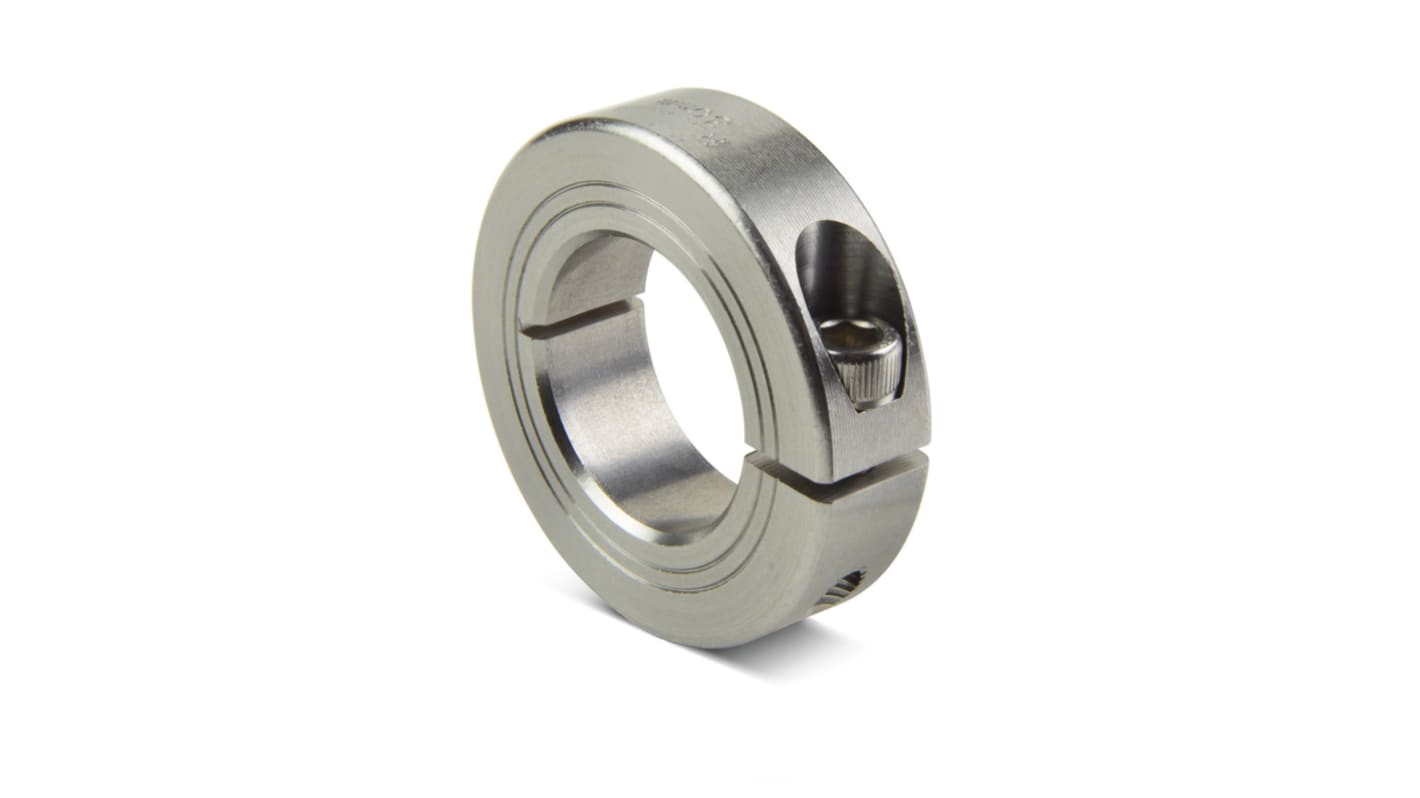 Ruland Shaft Collar, One Piece, Clamp Screw, Bore 30mm, OD 54mm, W 15mm, Stainless Steel