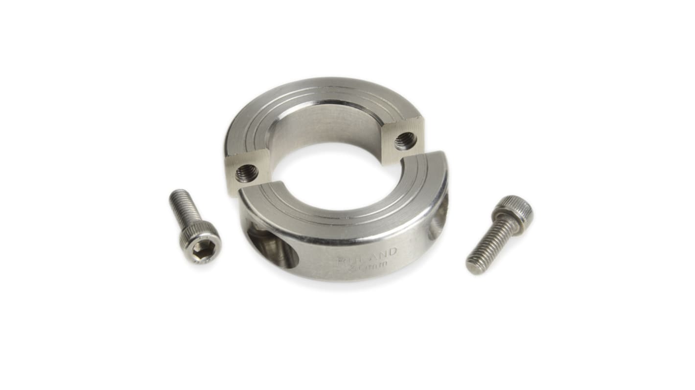 Ruland Shaft Collar, Two Piece, Clamp Screw, Bore 16mm, OD 34mm, W 13mm, Stainless Steel