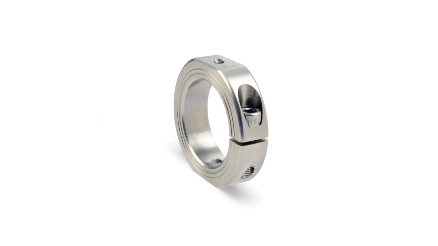 Ruland Shaft Collar, One Piece, Clamp Screw, Bore 10mm, OD 24mm, W 9mm, Stainless Steel