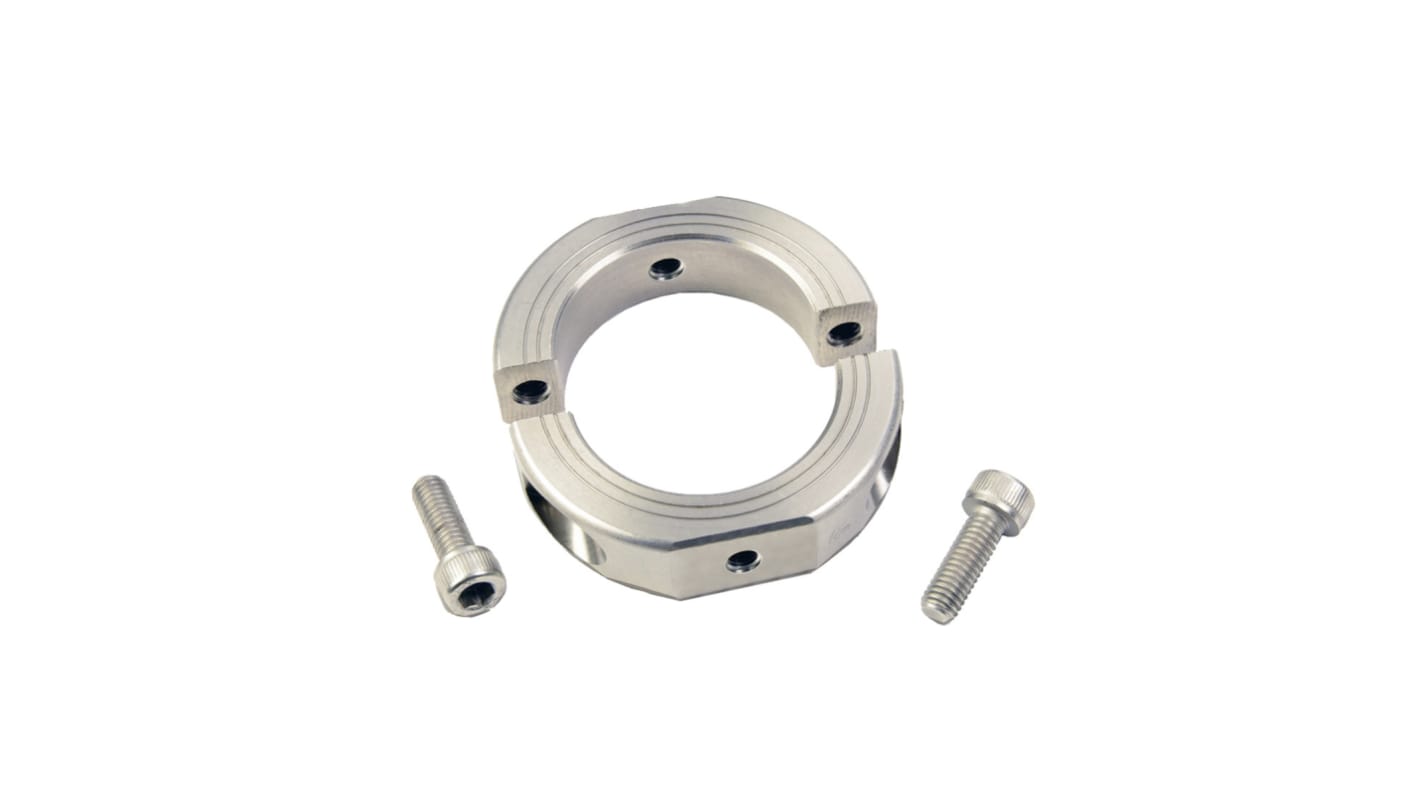 Ruland Shaft Collar, Two Piece, Clamp Screw, Bore 40mm, OD 60mm, W 15mm, Stainless Steel