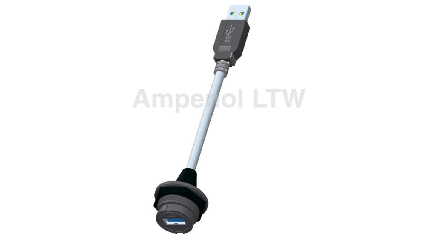 Amphenol Industrial, Female to Male Type A 3.0 IP67 USB Connector