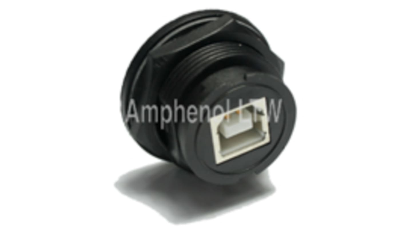 Amphenol Industrial Straight, Panel Mount, Socket Type B IP67 USB Connector