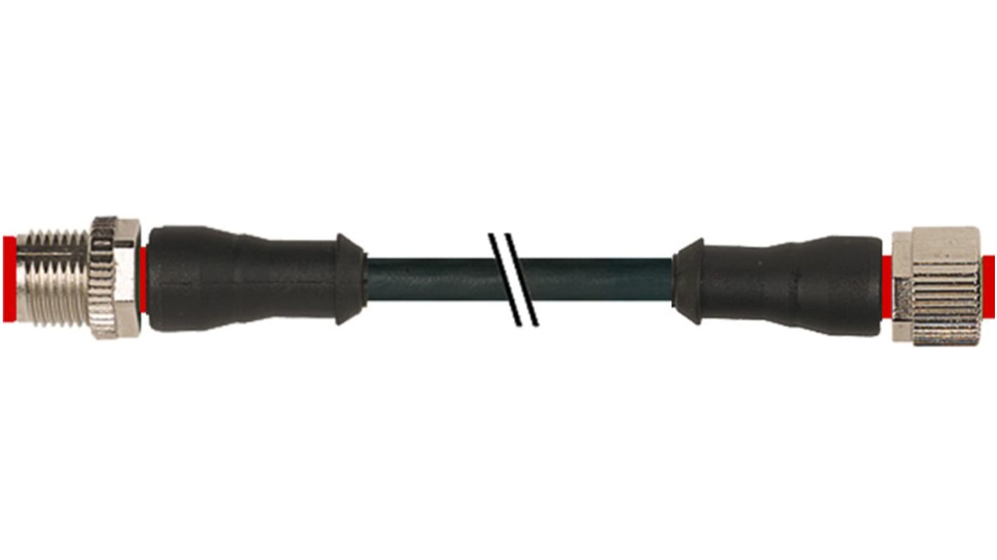 RS PRO Straight Male 5 way M12 to Straight Female 5 way M12 Sensor Actuator Cable, 5m