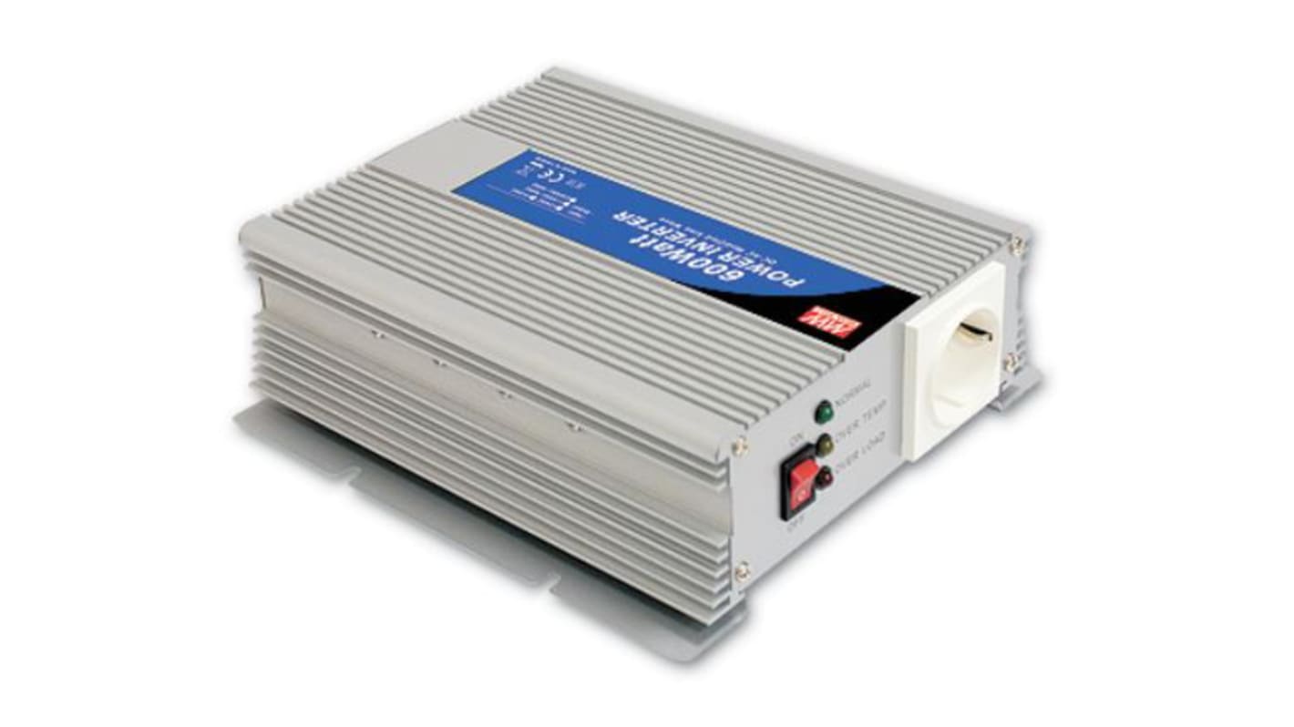 MEAN WELL Modified Sine Wave 600W Power Inverter, 12V dc Input, 230V ac Output