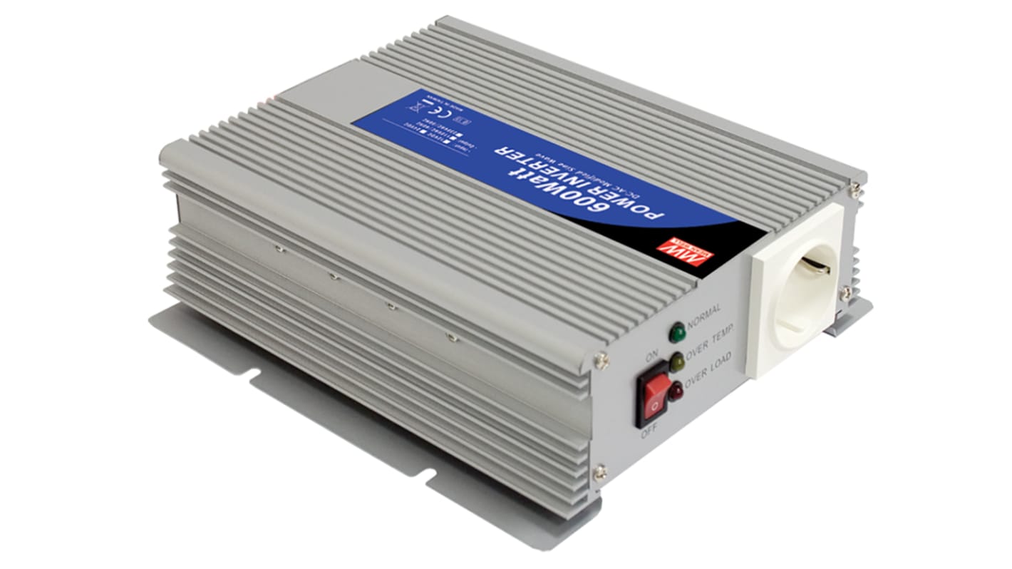 MEAN WELL Modified Sine Wave 600W Power Inverter, 24V dc Input, 230V ac Output