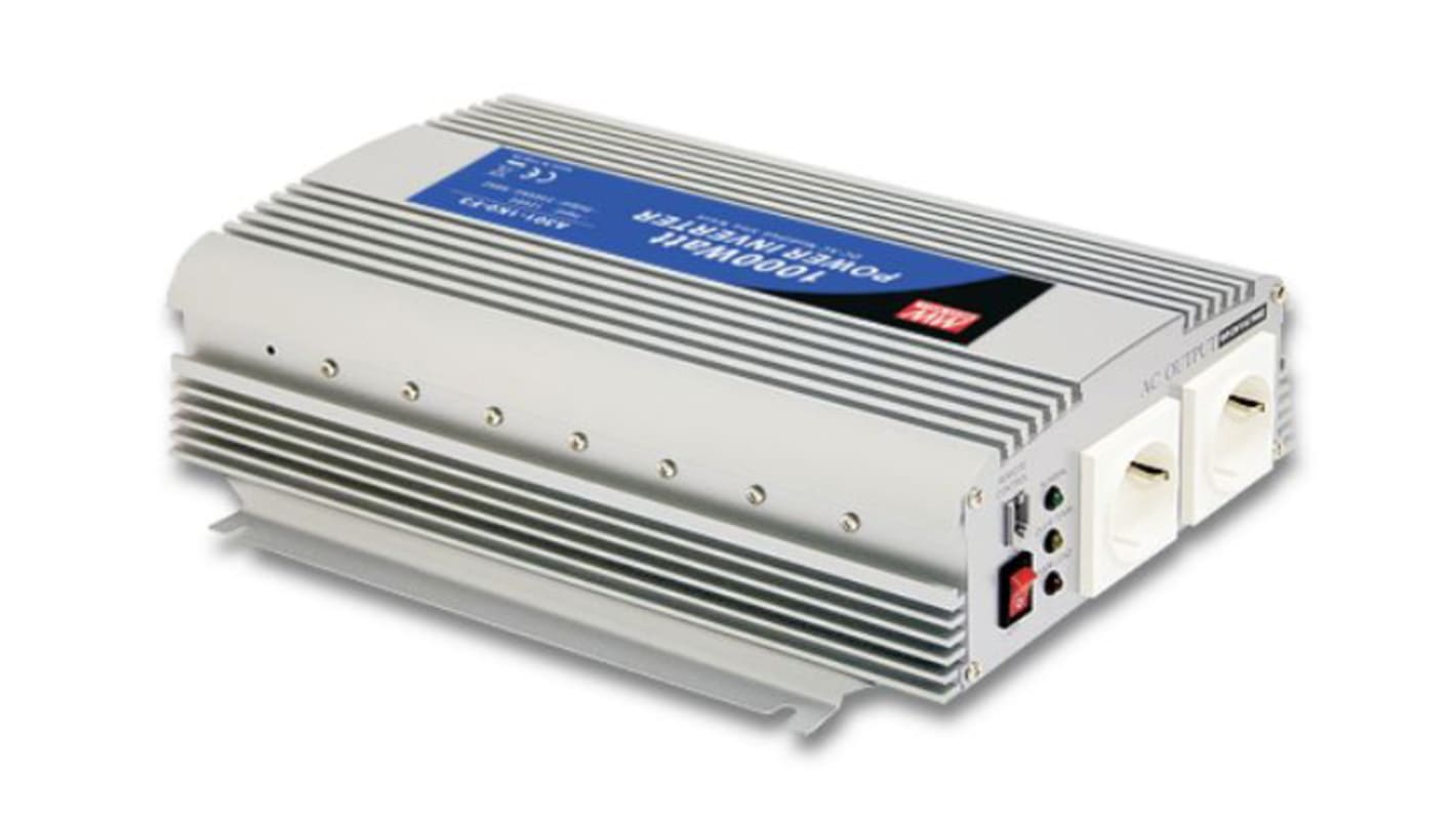 MEAN WELL Modified Sine Wave 1000W Power Inverter, 12V dc Input, 230V ac Output