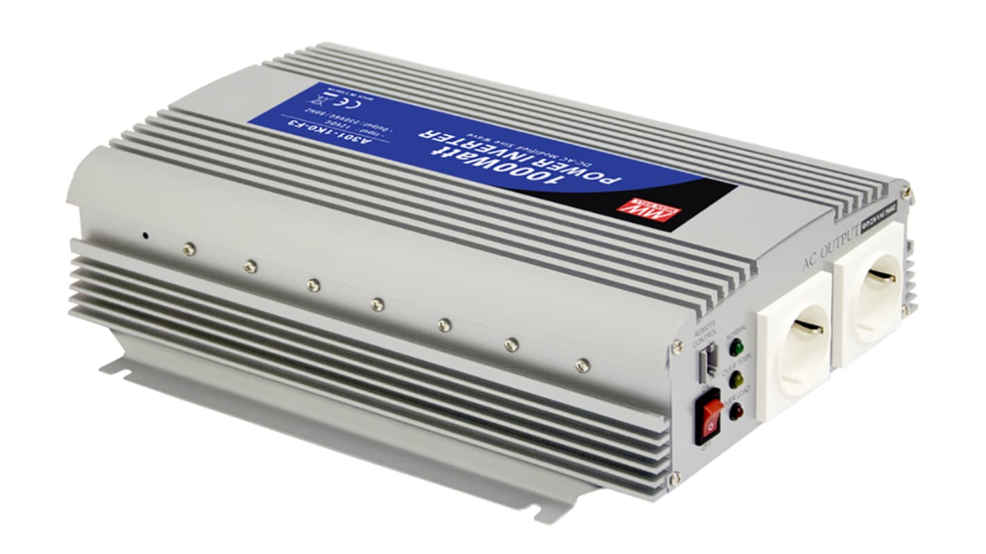 MEAN WELL Modified Sine Wave 1000W Power Inverter, 24V dc Input, 230V ac Output