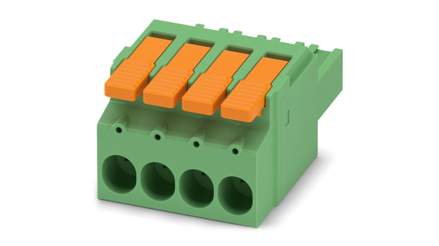 Phoenix Contact, 7.62mm Pitch, LPC 6/4-ST-7.62, 4 Way, , Pluggable Terminal Block, Plug, Cable Mount, Push-In