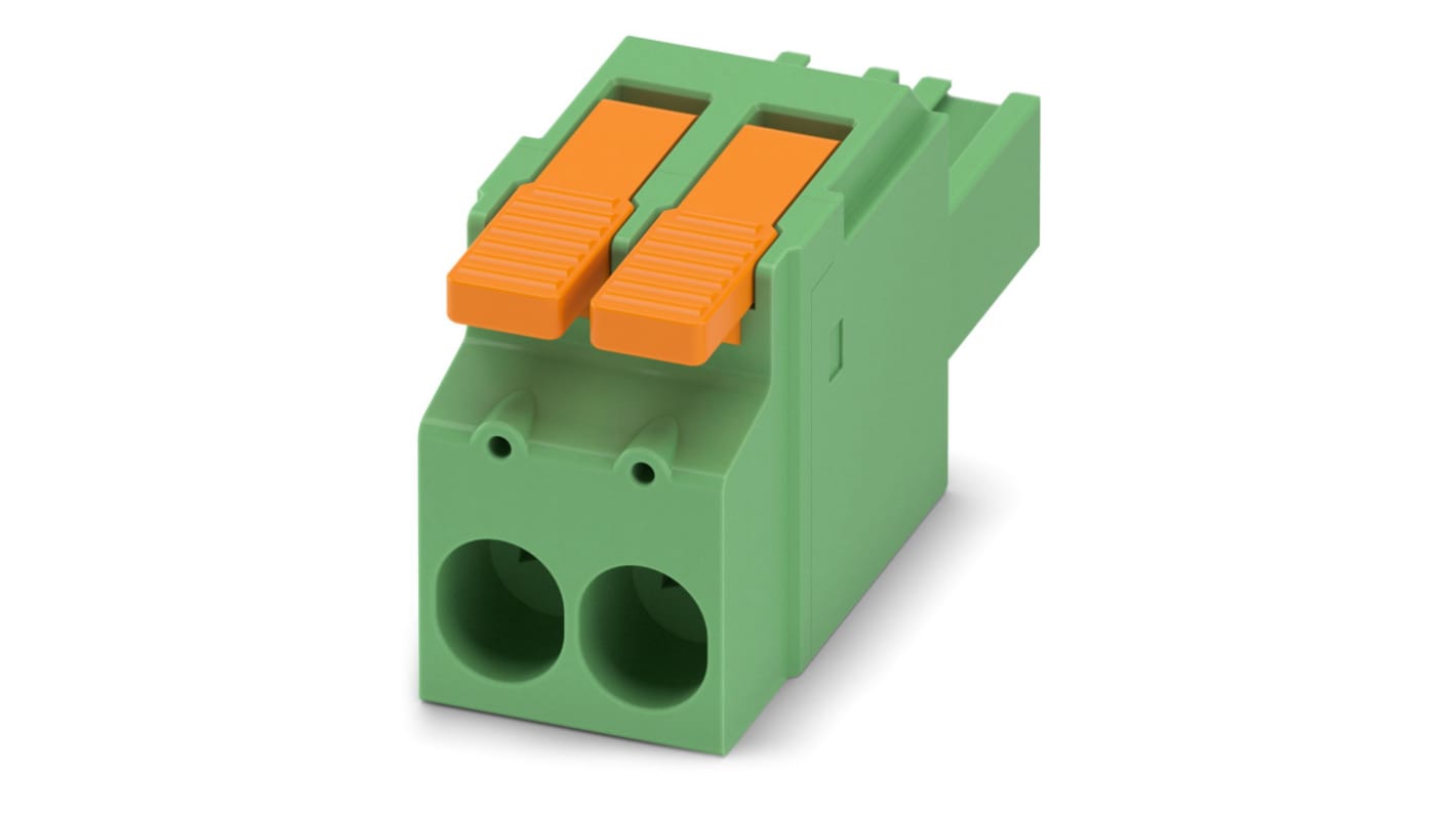 Phoenix Contact, 7.62mm Pitch, LPC 6/ 2-ST-7.62, 2 Way, , Pluggable Terminal Block, Plug, Cable Mount, Push-In