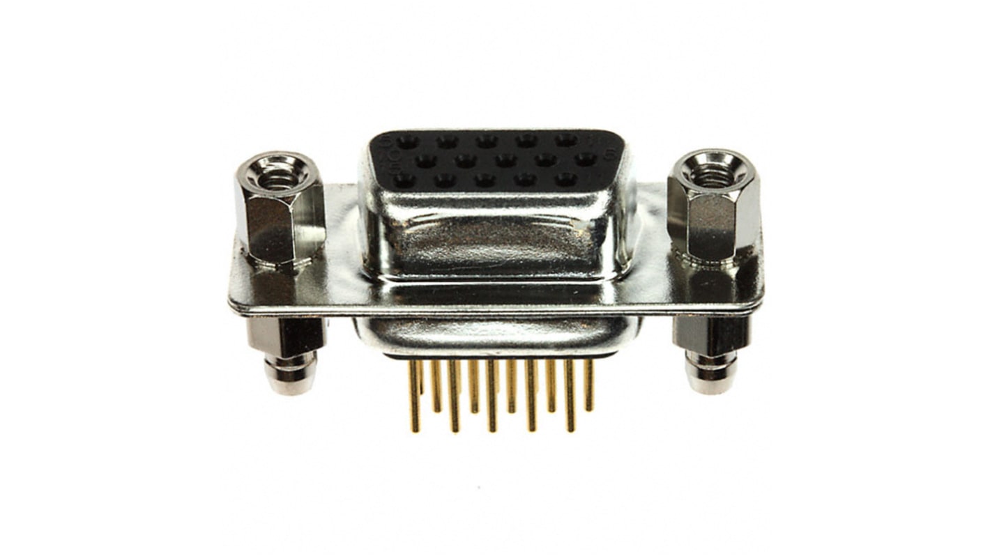 Norcomp 180 15 Way Through Hole D-sub Connector Socket, 2.29mm Pitch, with 4-40 Spacer/Board Lock