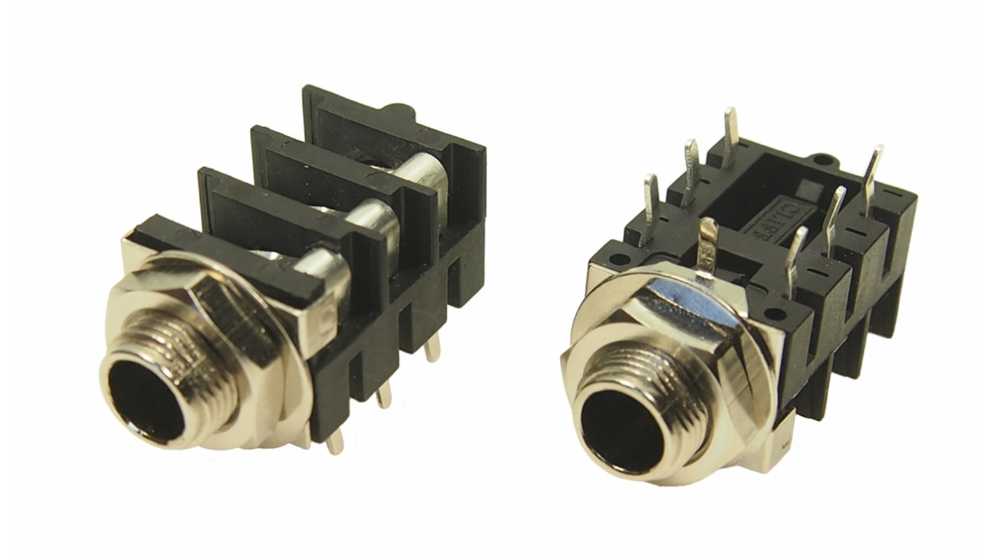 RS PRO Jack Connector 6.35 mm PCB Mount Stereo Socket