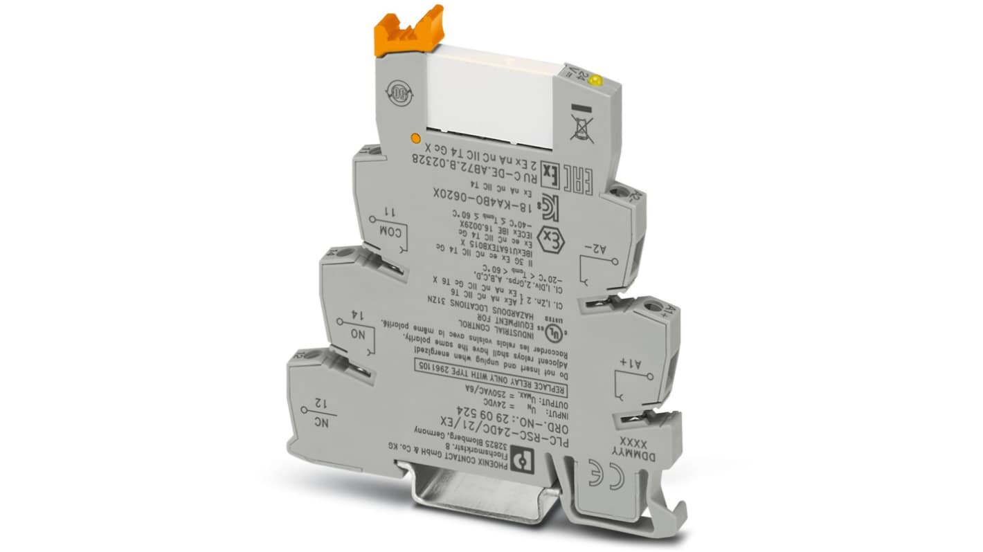 Phoenix Contact PLC-RSC-24DC/21/EX Series Interface Relay, DIN Rail Mount, 24V dc Coil, SPDT, 1-Pole