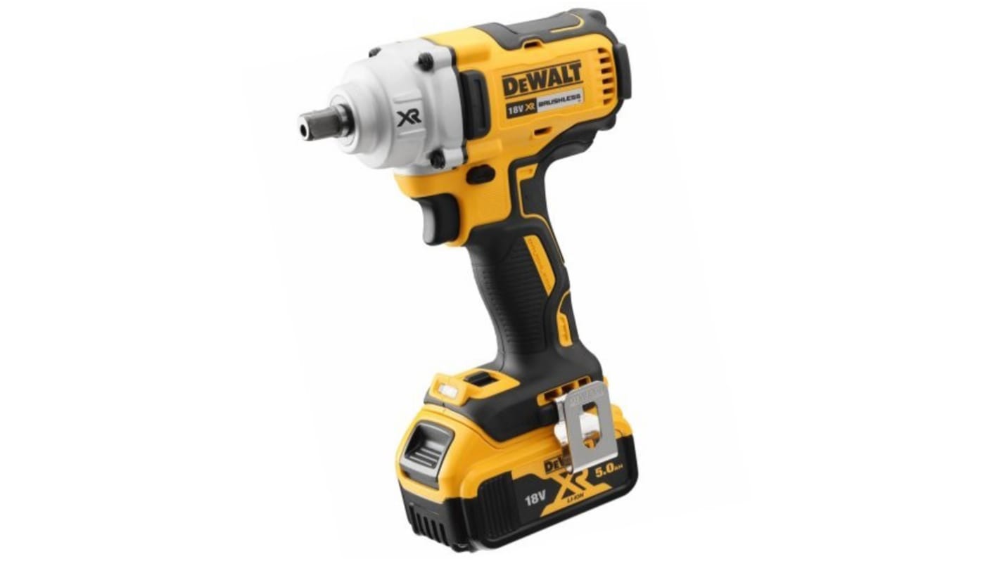 DeWALT 1/2 in 18V, 5Ah Cordless Impact Wrench, UK Plug