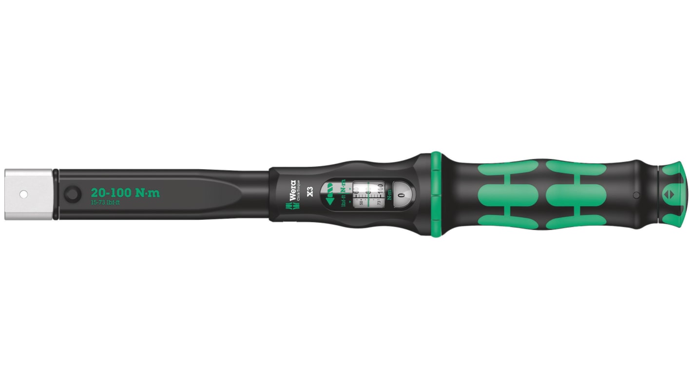 Wera Click-Torque X 3 Click Torque Wrench, 20 → 100Nm, Square Drive, 9 x 12mm Insert