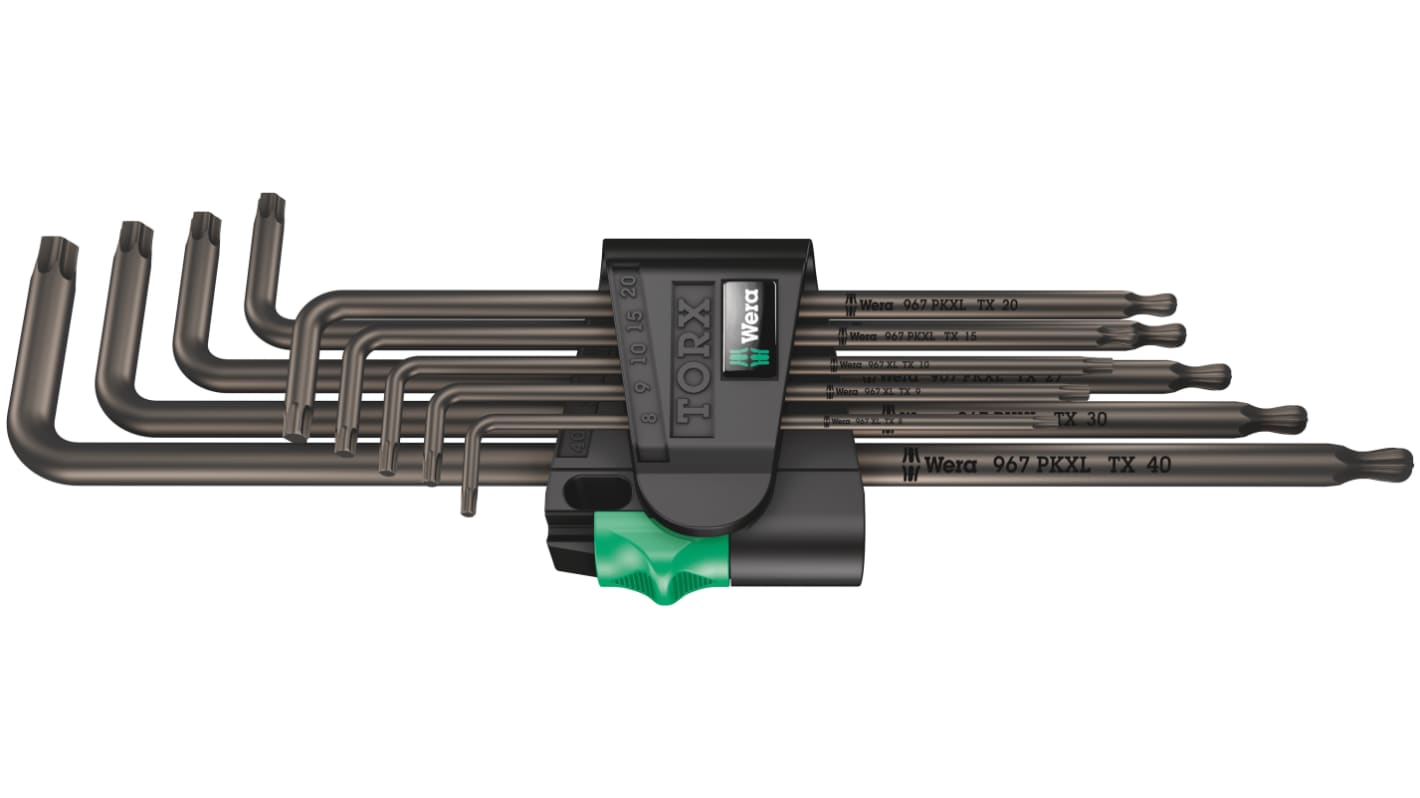 Wera TORX®-Schlüsselsatz L-Form lang 9-teilig, T8 → T40