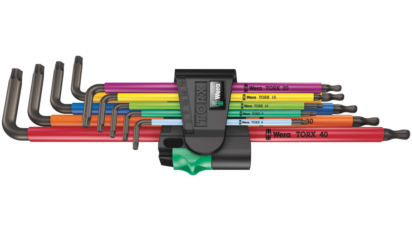 Wera TORX®-Schlüsselsatz L-Form lang 9-teilig, T8 → T40